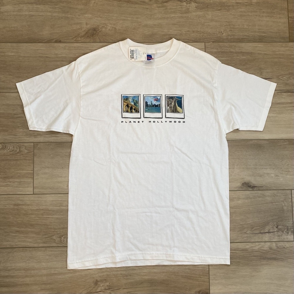 New Y2K Vintage Planet Hollywood 2000 Chicago Polaroid Tee Made In USA Size L